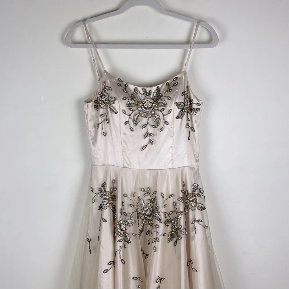 Sue Wong Nocturne Old Hollywood Coquette Fit & Flare Tulle Beaded Midi Dress 8 - Picture 3 of 14